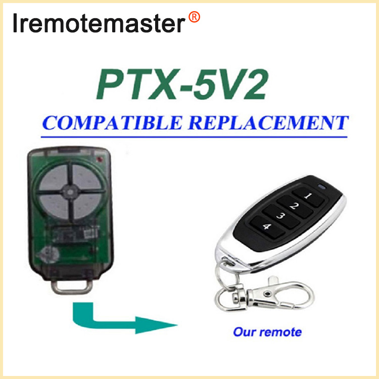 Okokushintshwa kwe-PTX5V2 PTX-5 Garage Door Remote 433.92MHz